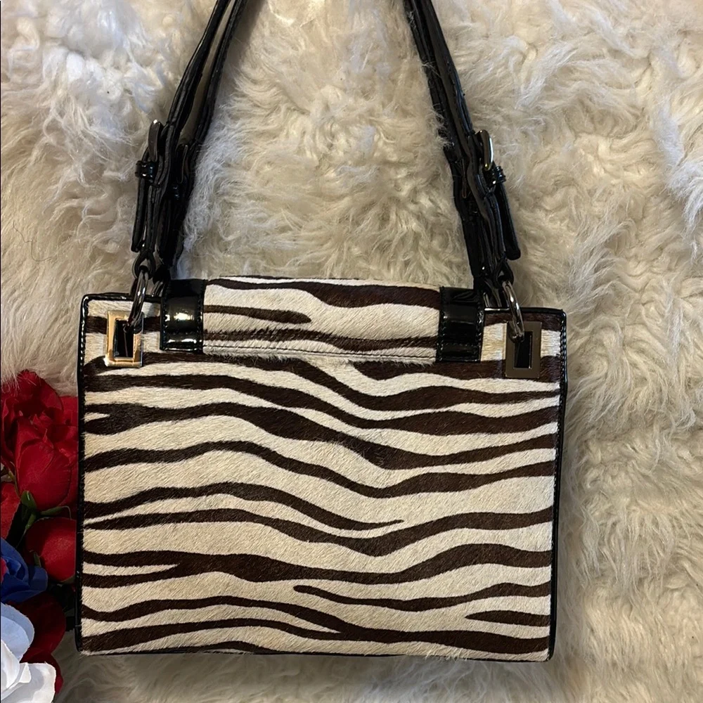 Talbots Black Zebra Print Shoulder Bag